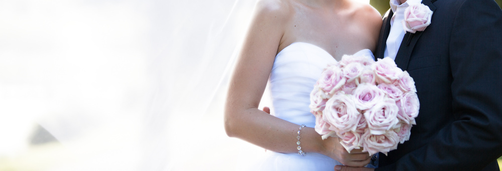 Bride And Groom In Romantic Pose After Marriage